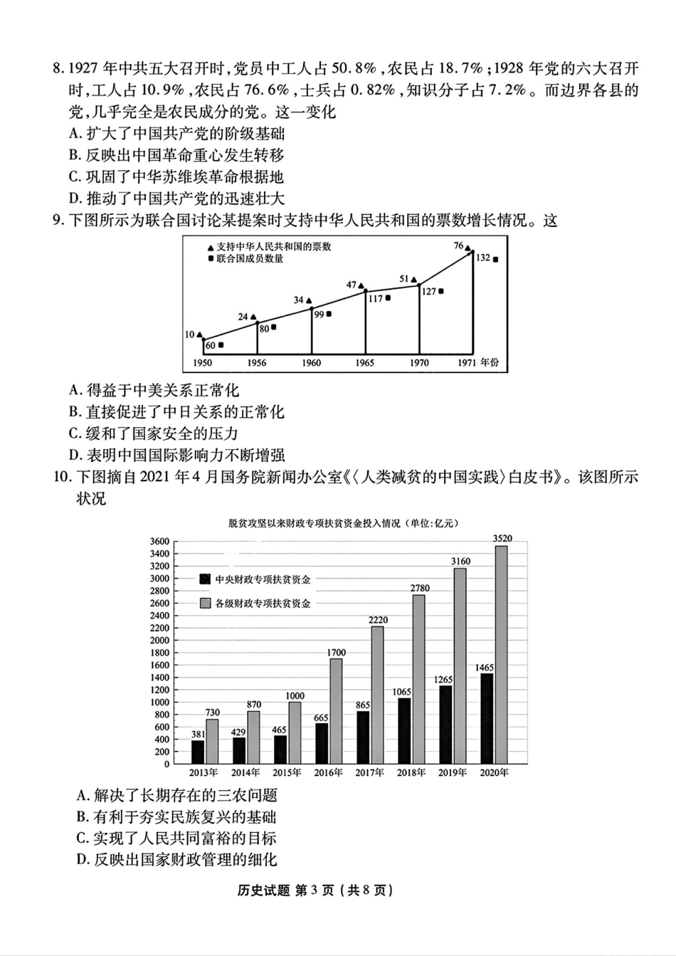 山西省部分学校2024-2025学年高三下学期开学联考历史试卷（含答案）.pdf_第3页