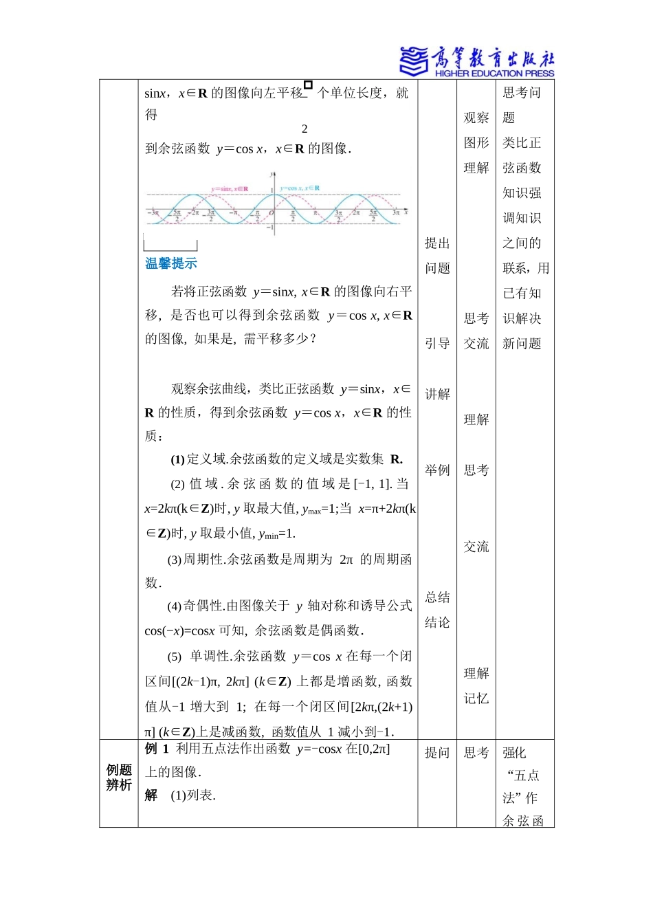 2025年教学资料：4.7 余弦函数的图像和性质.docx_第3页