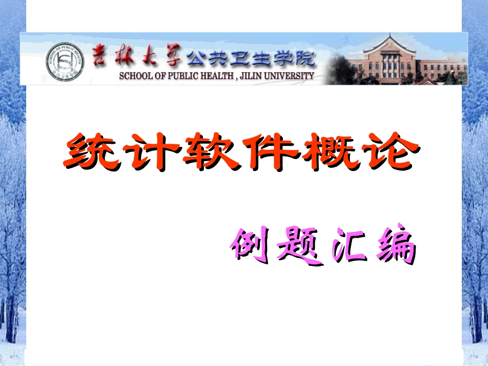 2025年医学资料：统计软件概论例题汇编.ppt_第1页