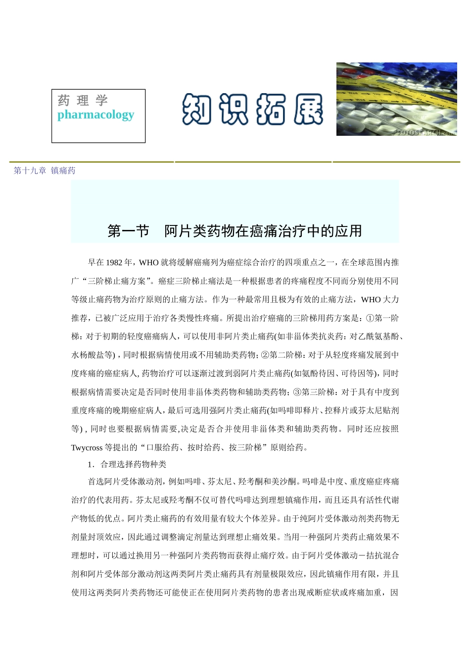 2025年医学资料：第十九章  镇痛药.doc_第1页