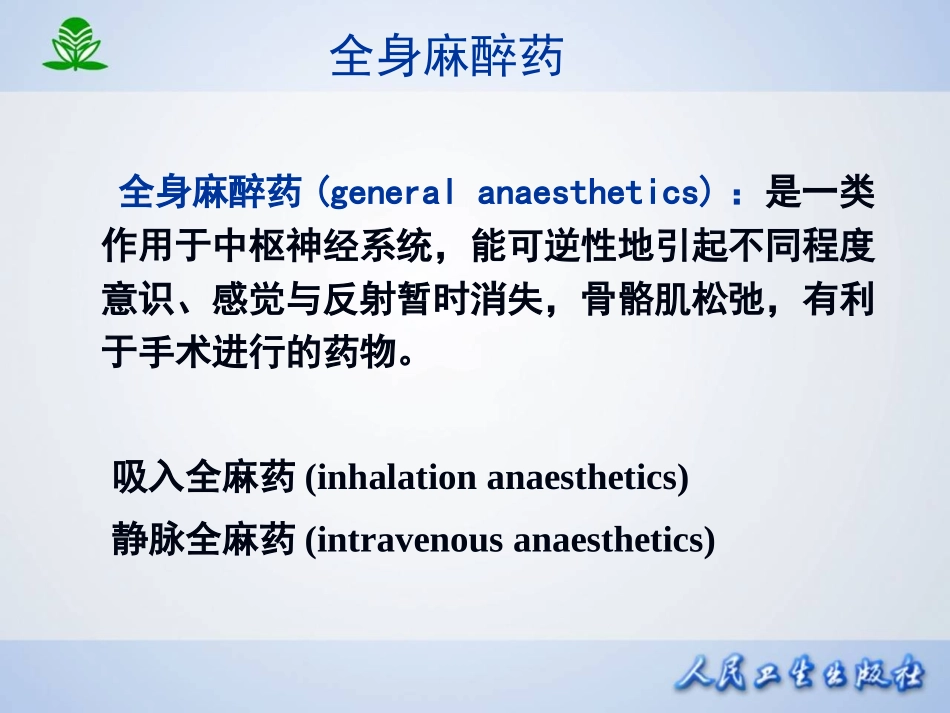 2025年医学资料：第十三章 全身麻醉药.ppt_第2页
