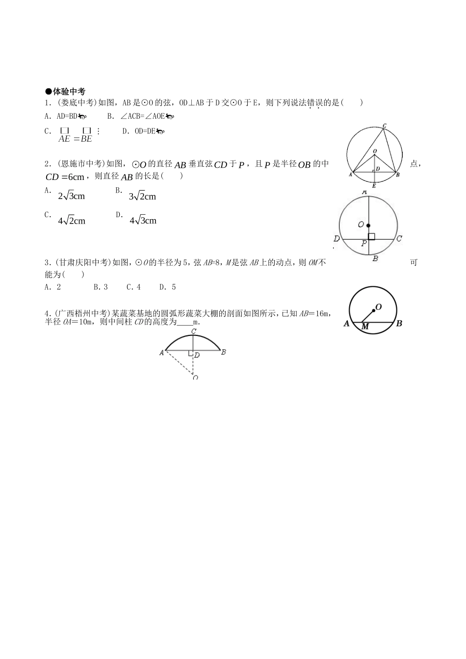 【九年级上册数学青岛版课课练】3.1 圆的对称性 综合练习.doc_第3页