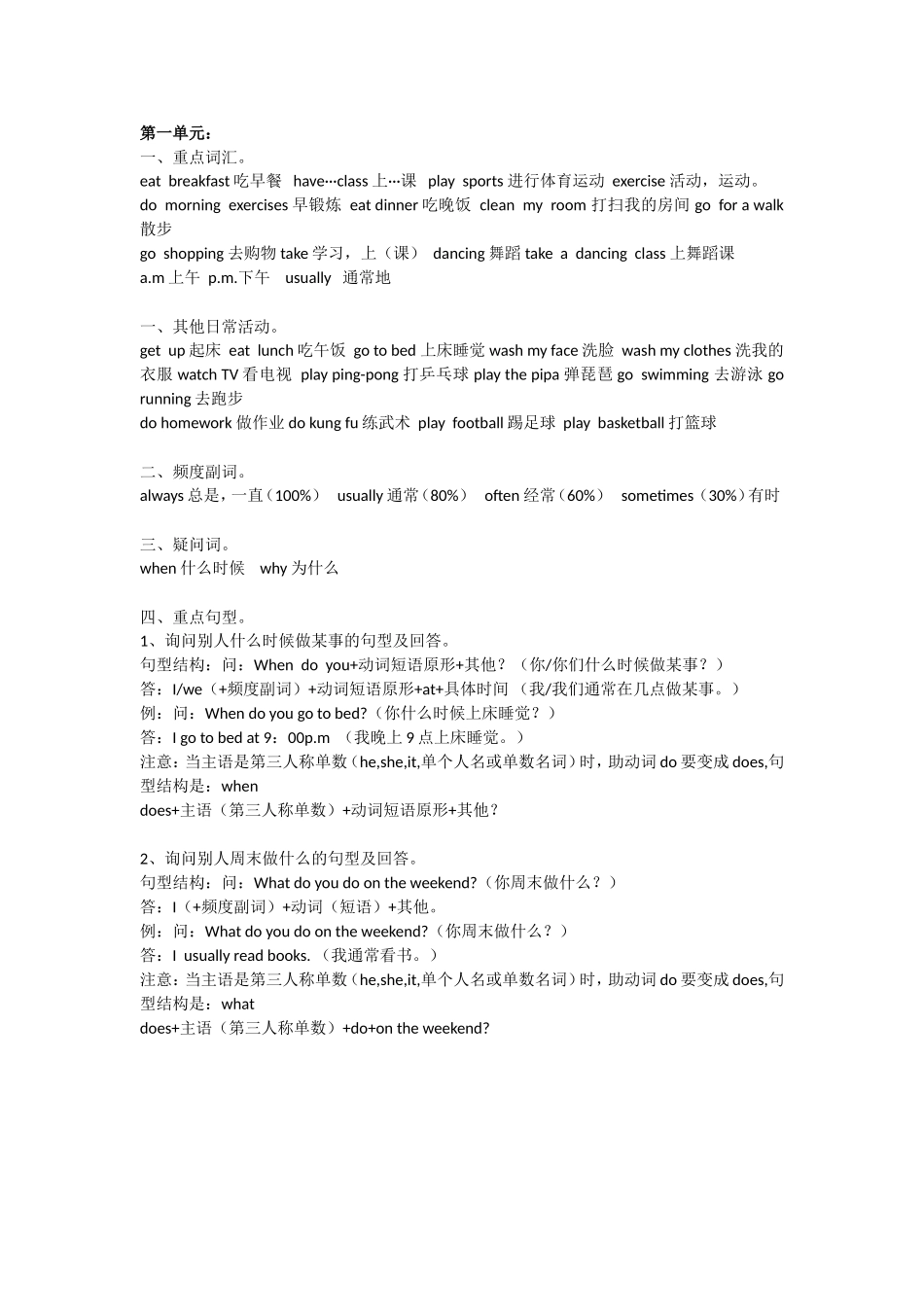 2025年教学资料：Unit 1单元知识梳理(1).doc_第1页