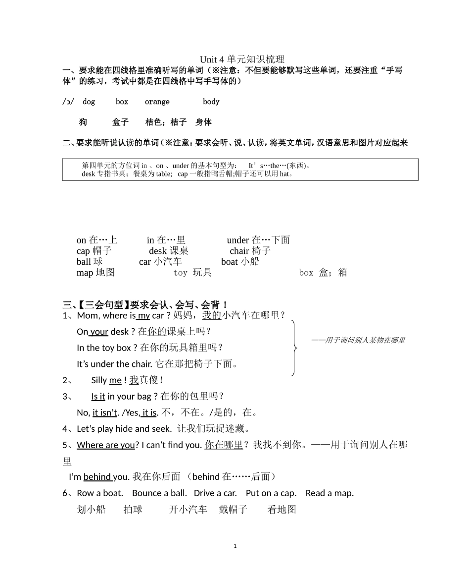 2025年教学资料：Unit 4单元知识梳理（2）(1).doc_第1页