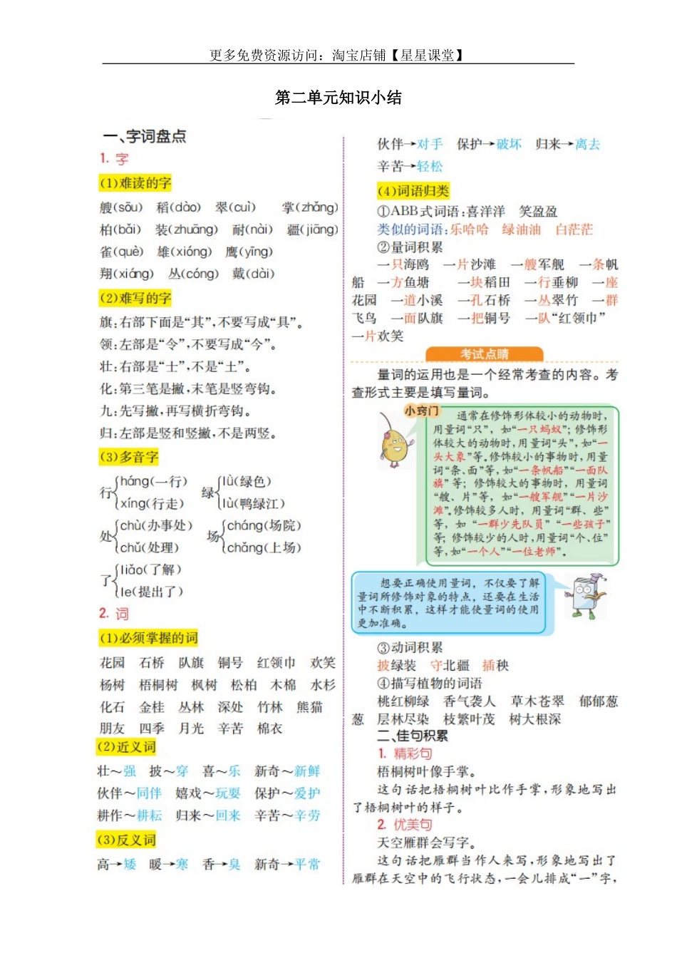 2025年教学资料：第二单元知识小结(1).doc_第1页