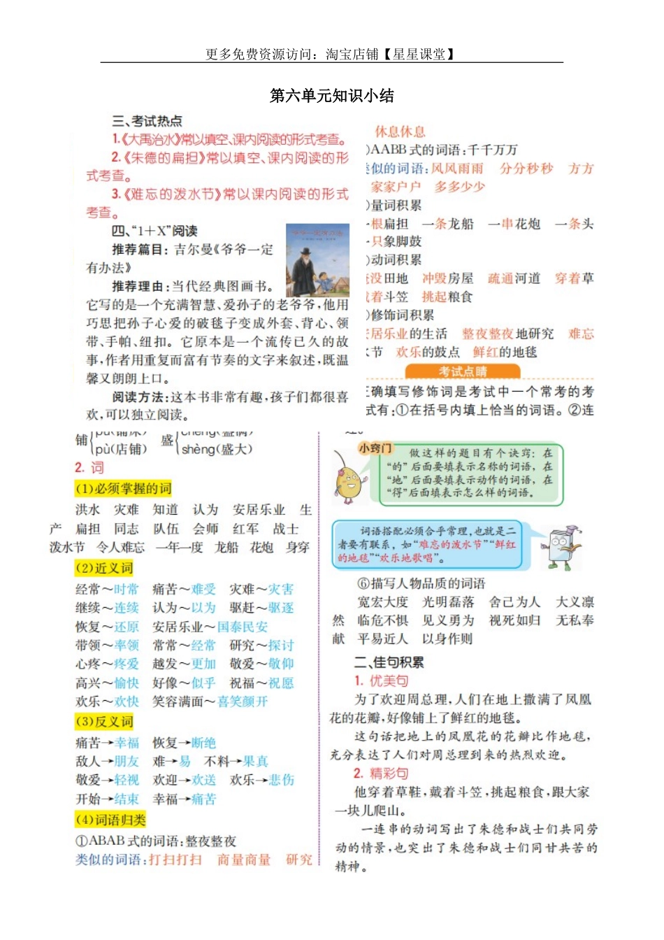 2025年教学资料：第六单元知识小结(1).doc_第1页