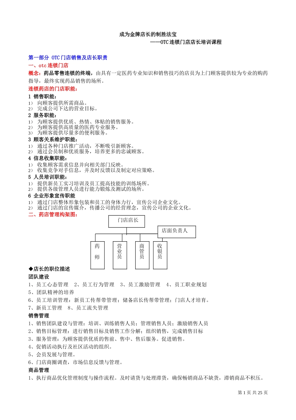 2025药房管理资料：零售药店金牌店长培训手册.doc_第1页