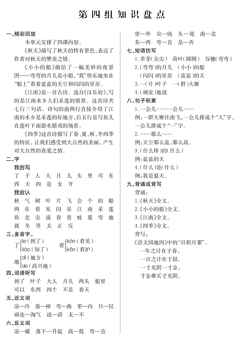 2025年教学资料：一年级语文上册知识盘点(1).pdf_第3页