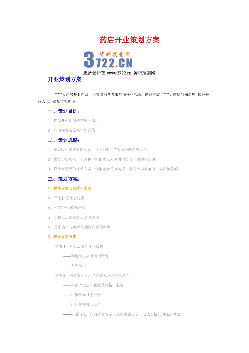 2025药房管理资料：药店开业策划.docx_第1页