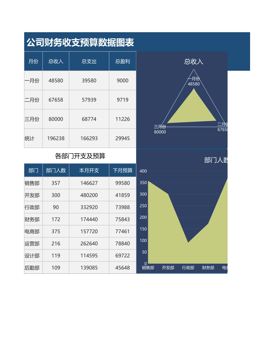 2025财务管理资料：31公司财务收支预算数据图表.xlsx_第1页