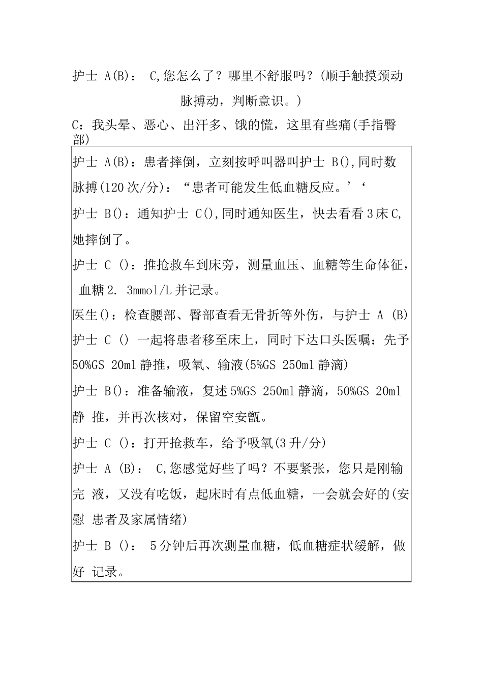 2025医院应急预案资料：医院跌倒坠床应急演练脚本.docx_第2页