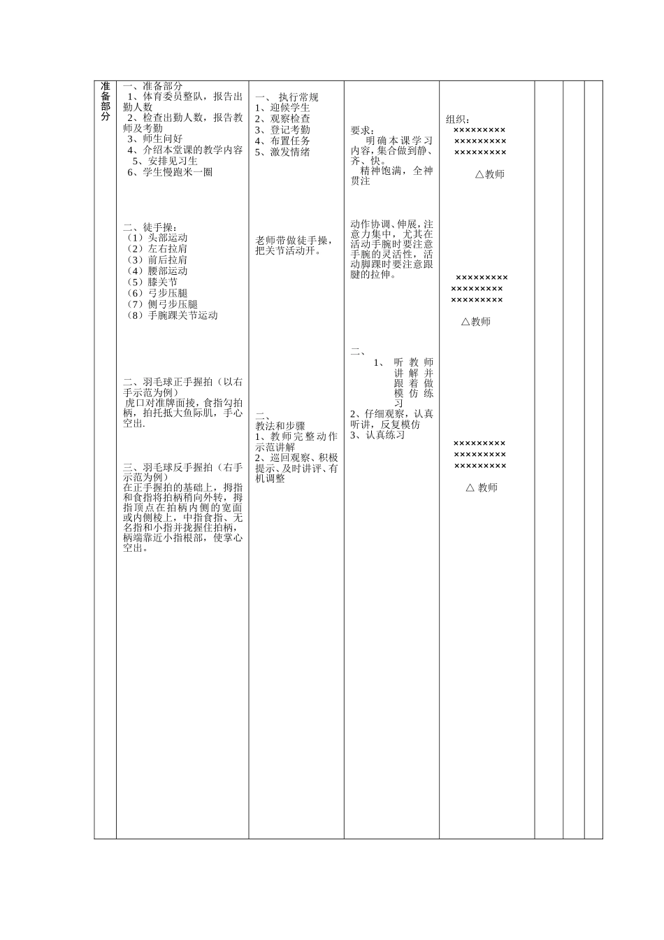 2025年体育教案：大学羽毛球握拍教案.doc_第2页