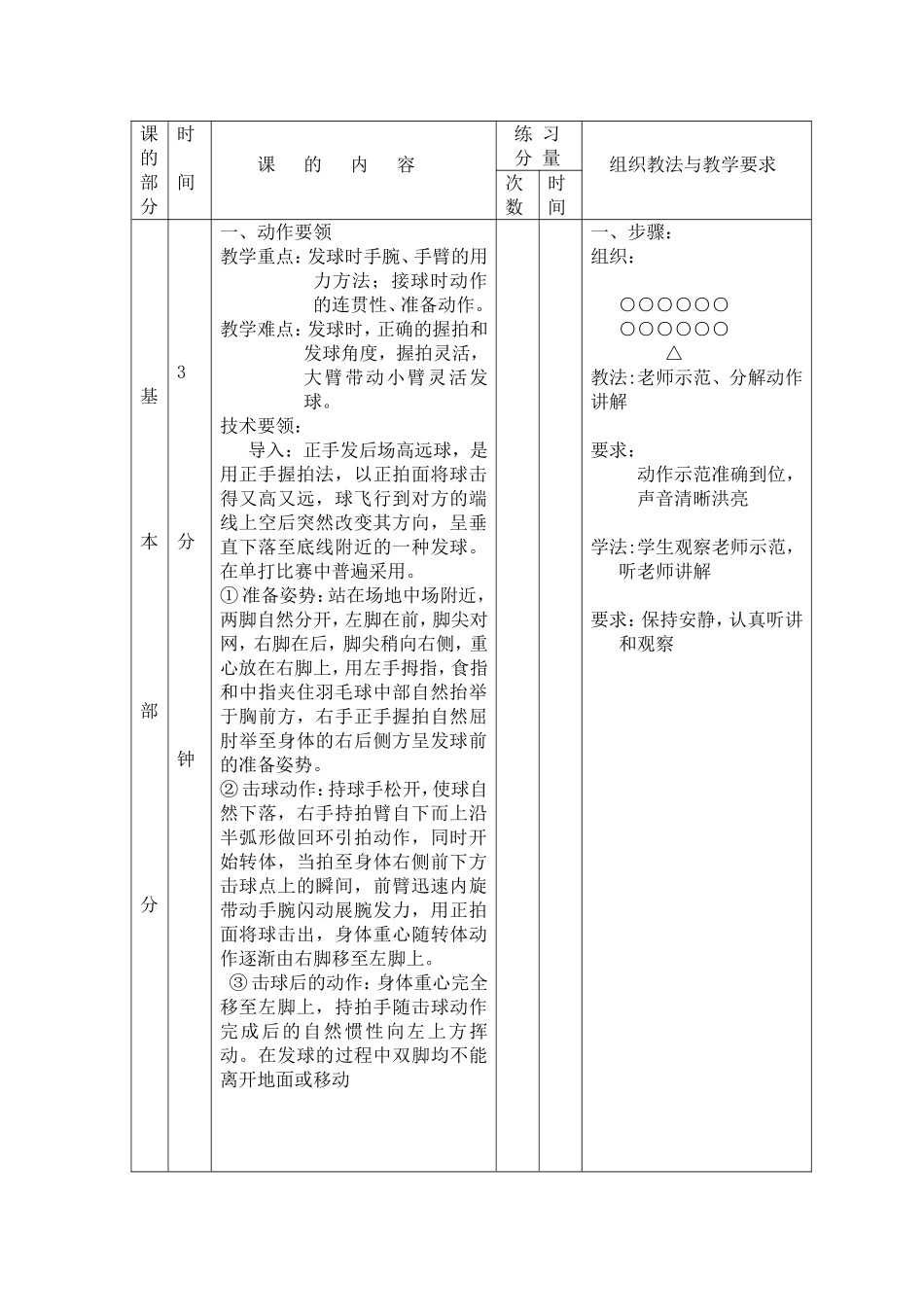 2025年体育教案：大学羽毛球正手发高远球教案.doc_第2页