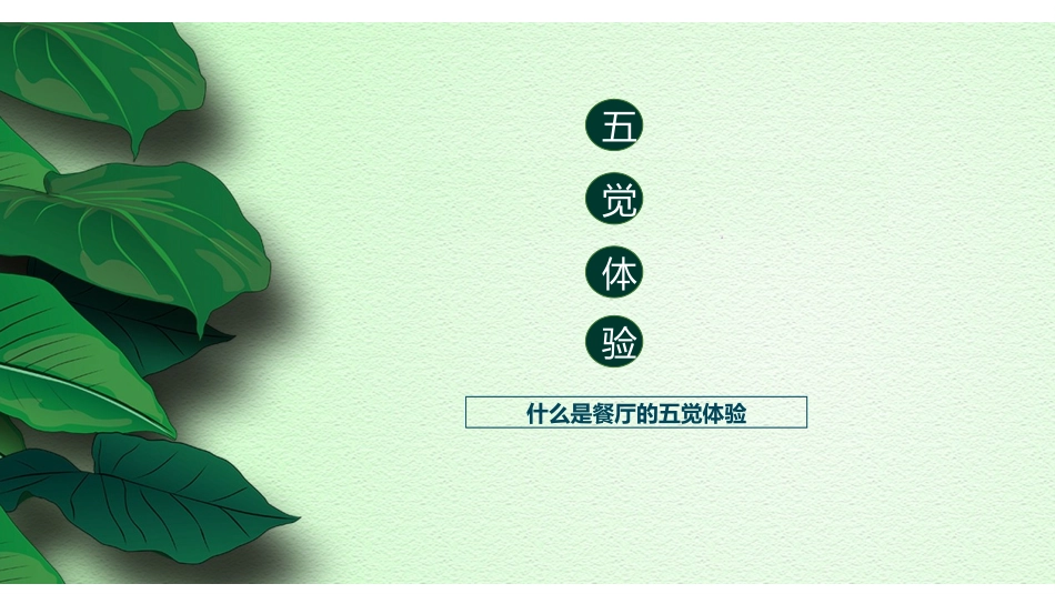 2025年餐饮管理：018.餐厅的五觉体验.pptx_第1页