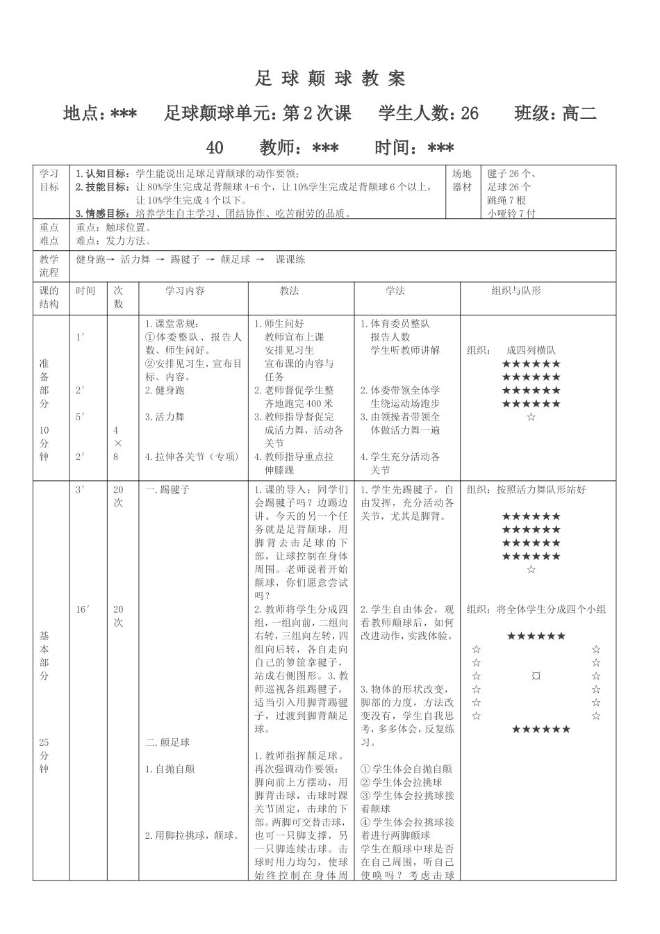 2025年体育教案：高中足球颠球教案.doc_第1页