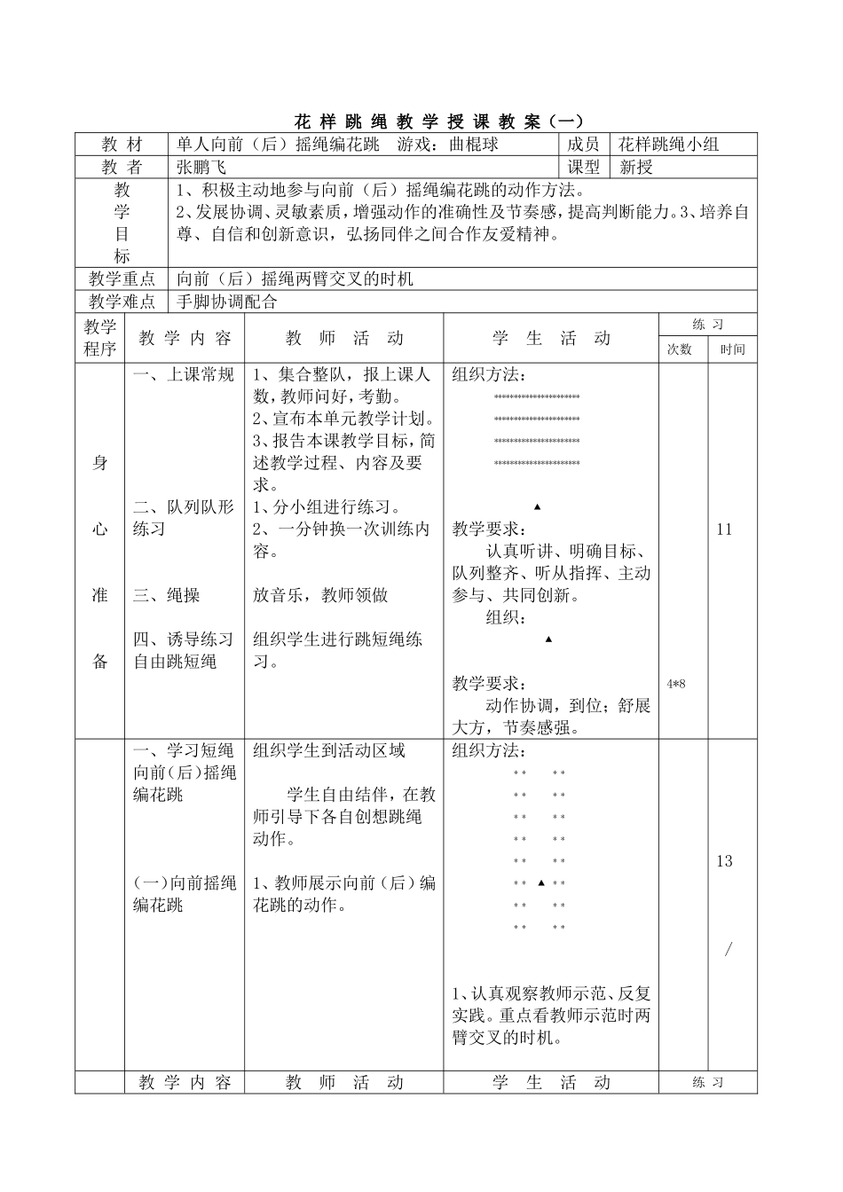 2025年体育教案：花式跳绳活动教案1.doc_第1页