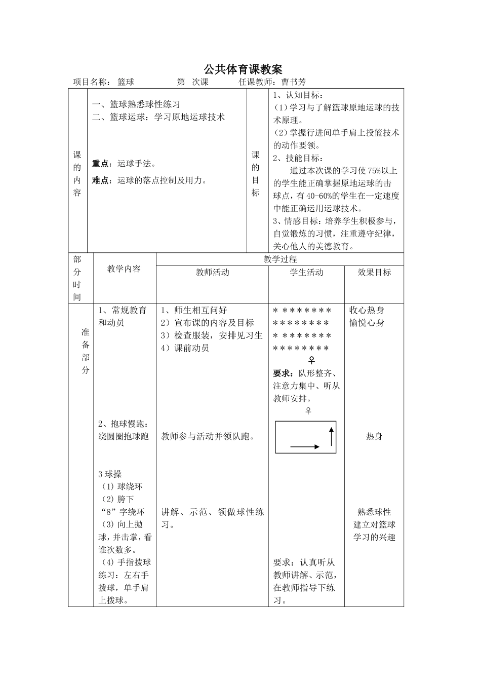 2025年体育教案：篮球运球教案.doc_第1页