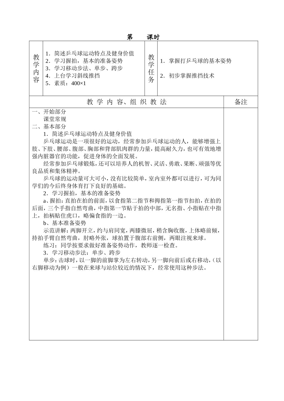 2025年体育教案：乒乓球训练计划及教案2.doc_第1页