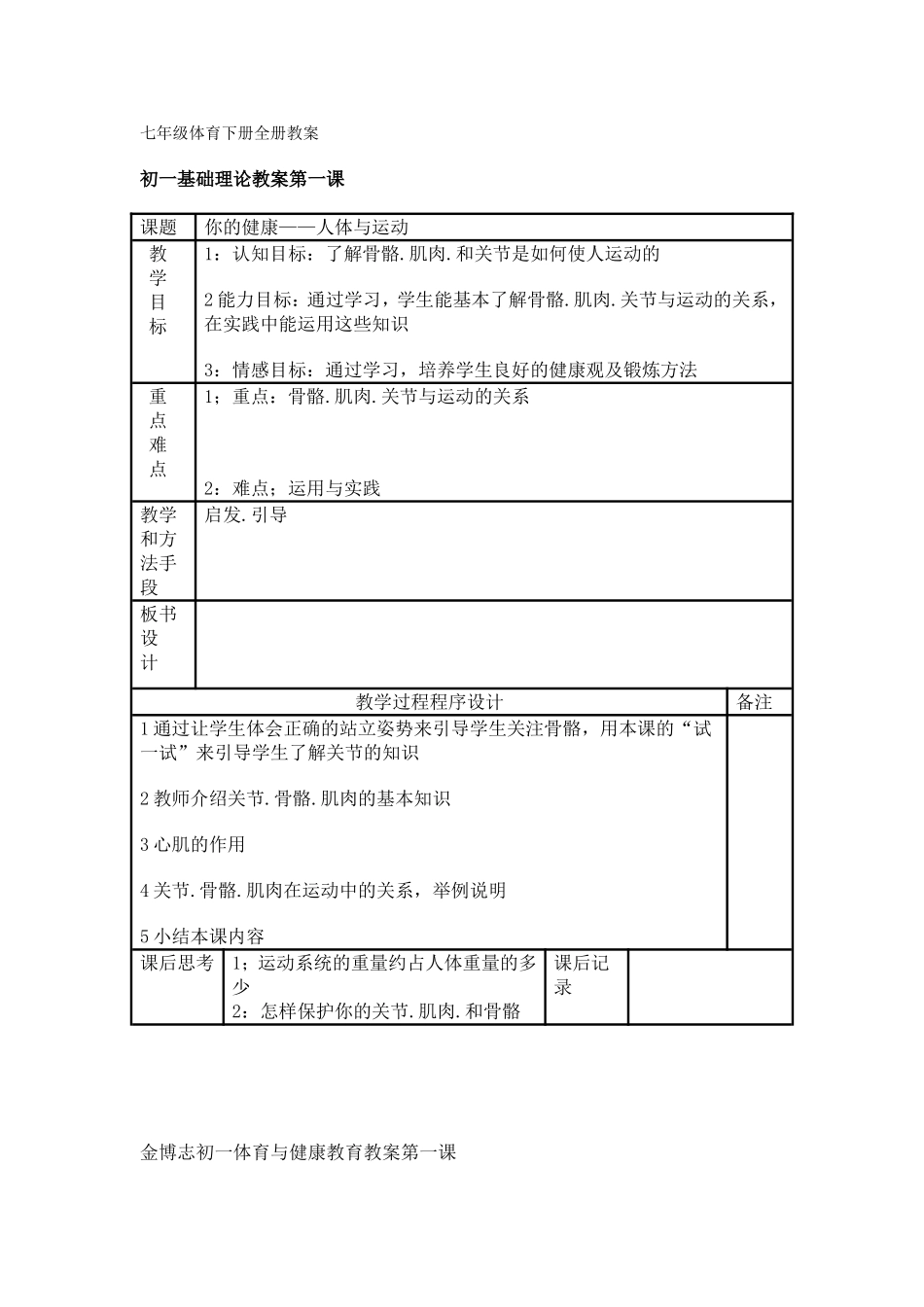 2025年体育教案：七年级体育下册全册教案.doc_第1页