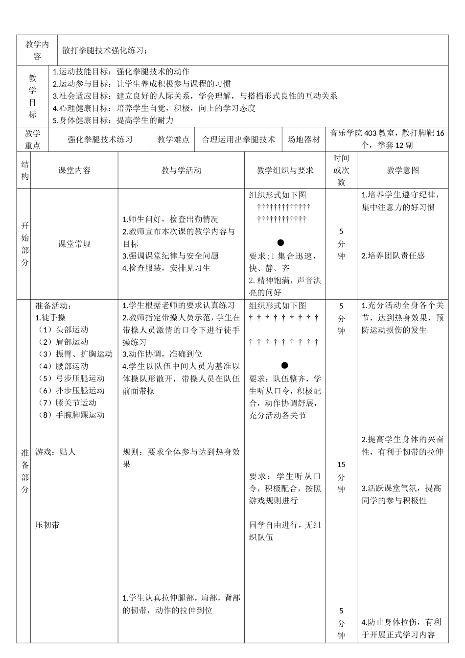 2025年体育教案：散打教学教案.doc_第1页