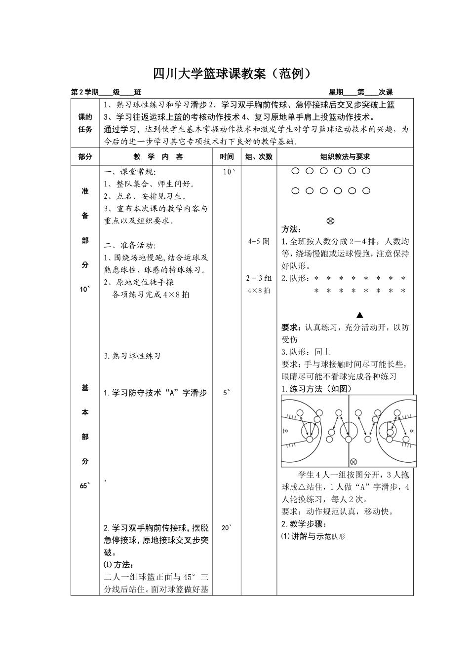 2025年体育教案：四川大学篮球课教案(范例).doc_第1页