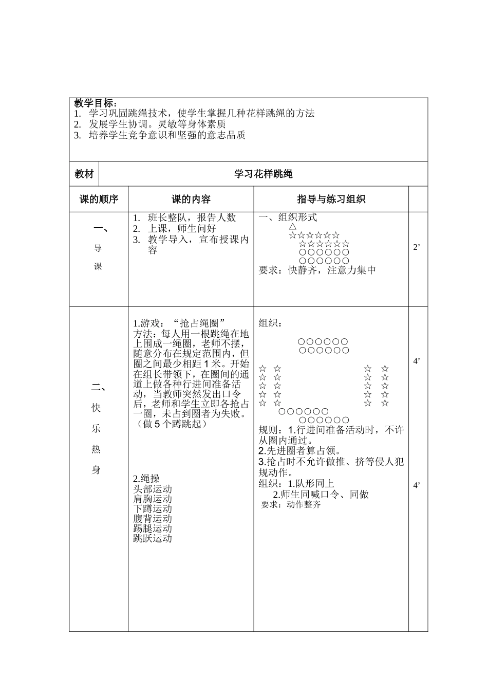 2025年体育教案：跳绳优质课教案.doc_第2页
