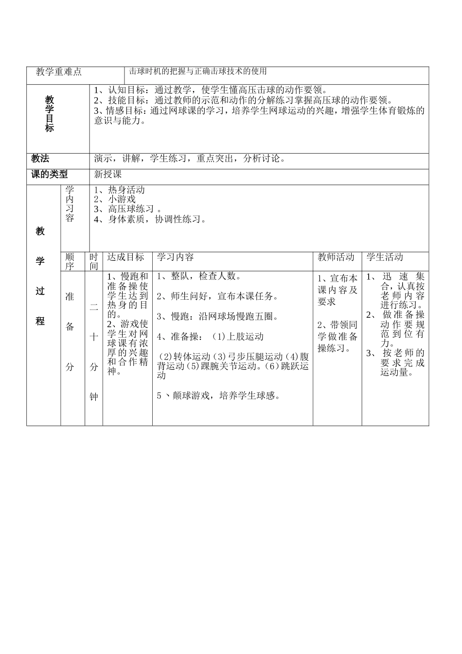 2025年体育教案：网球高压击球教案.doc_第2页