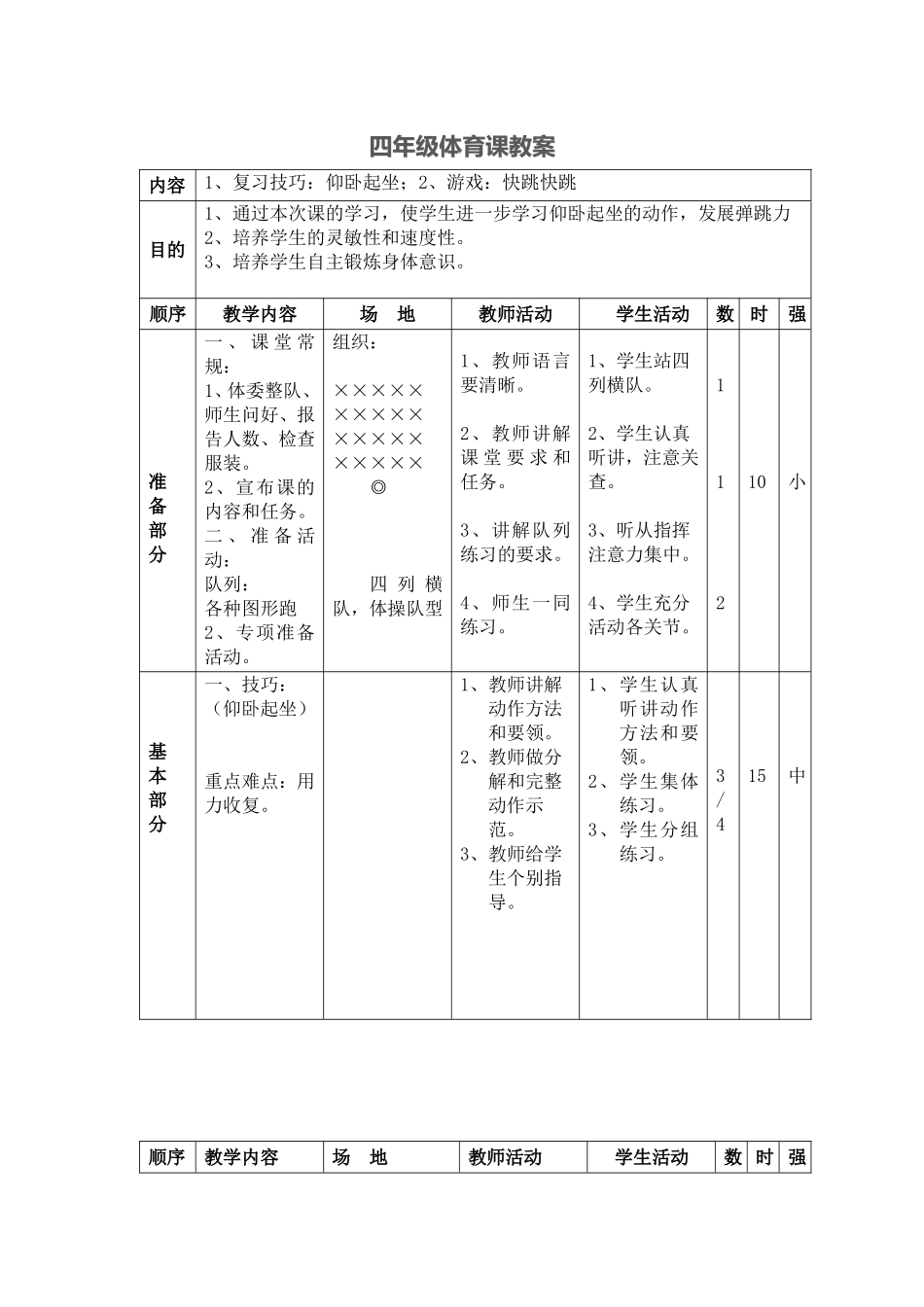 2025年体育教案：小学年级体育课教案仰卧起坐.doc_第1页