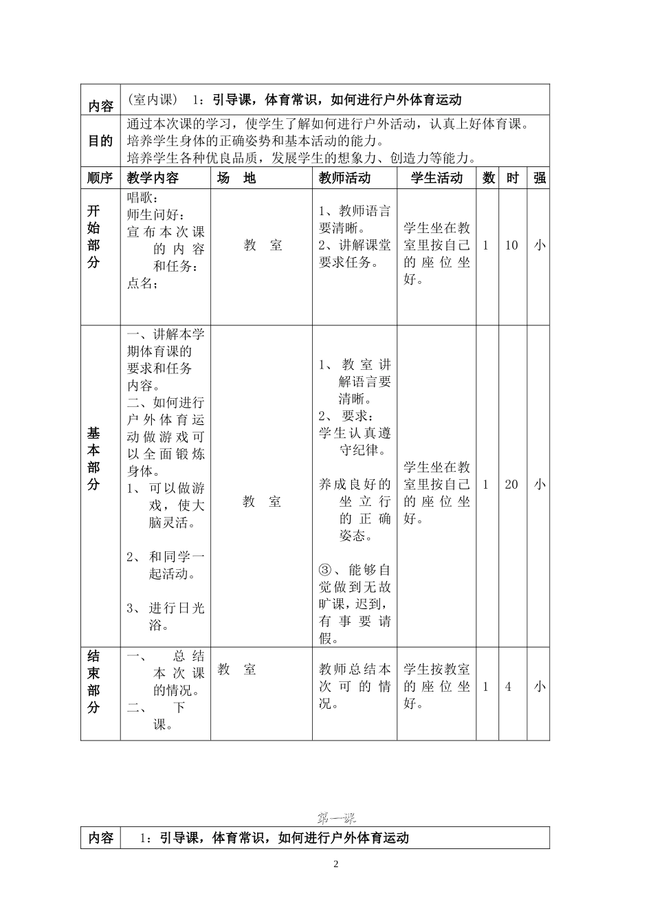 2025年体育教案：小学四年级下册体育教案全集.doc_第2页