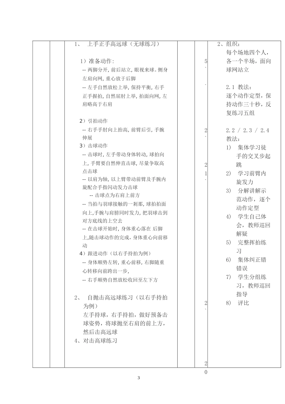 2025年体育教案：小学羽毛球教学课教案.doc_第3页