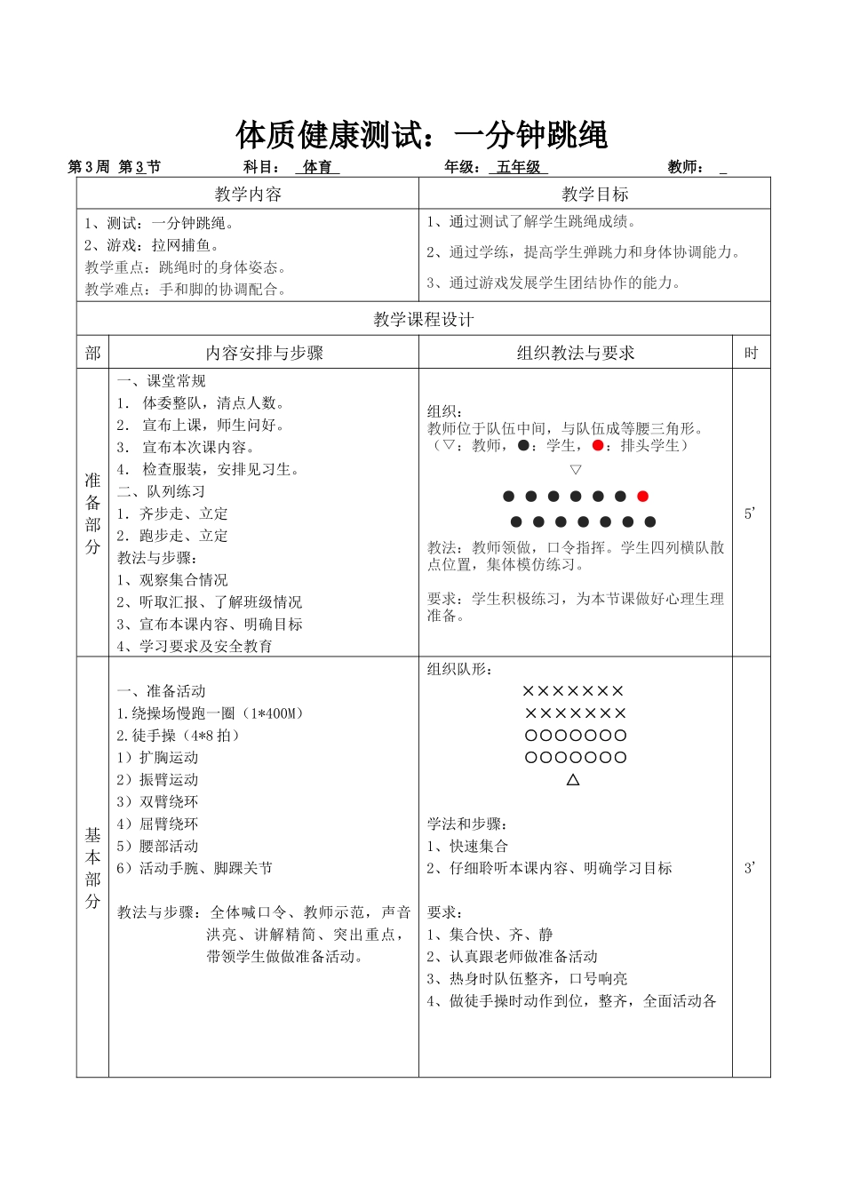 2025年体育教案：一分钟跳绳体育教案.docx_第1页