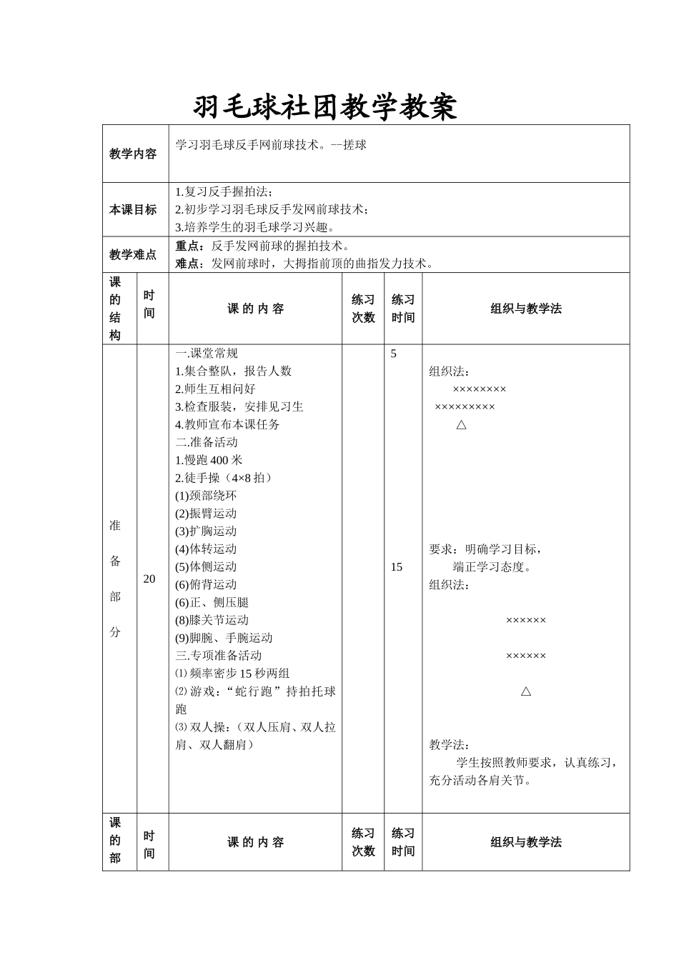 2025年体育教案：羽毛球教案搓球技术.doc_第1页