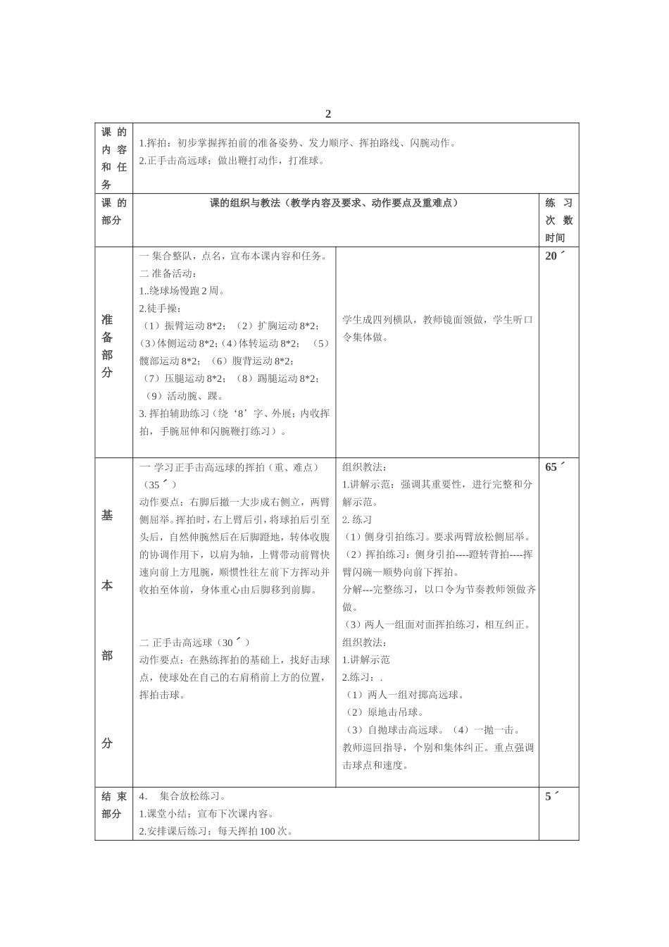 2025年体育教案：羽毛球教案通用.doc_第2页