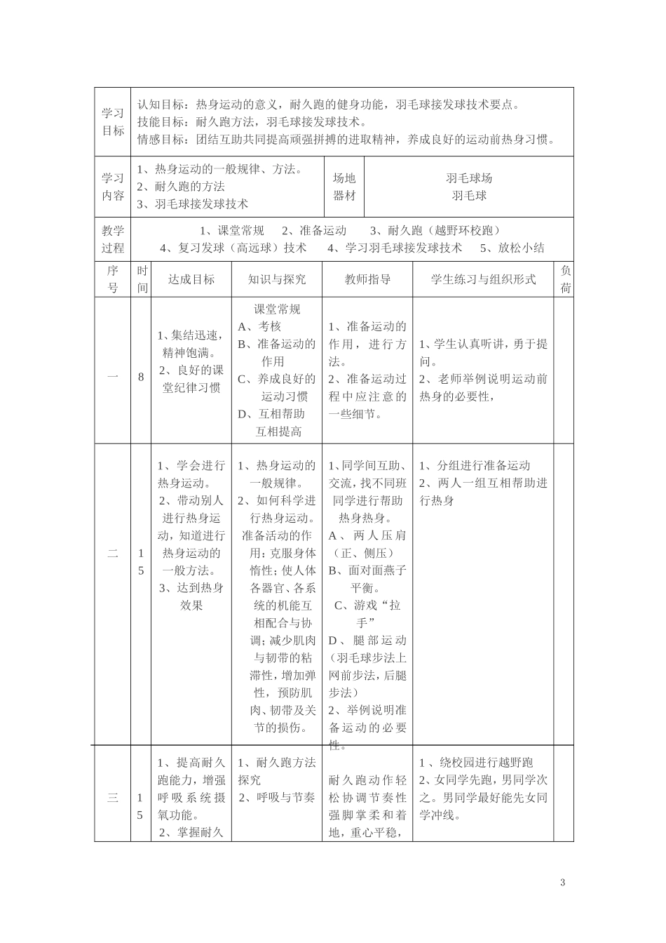 2025年体育教案：羽毛球教学教案1.doc_第3页