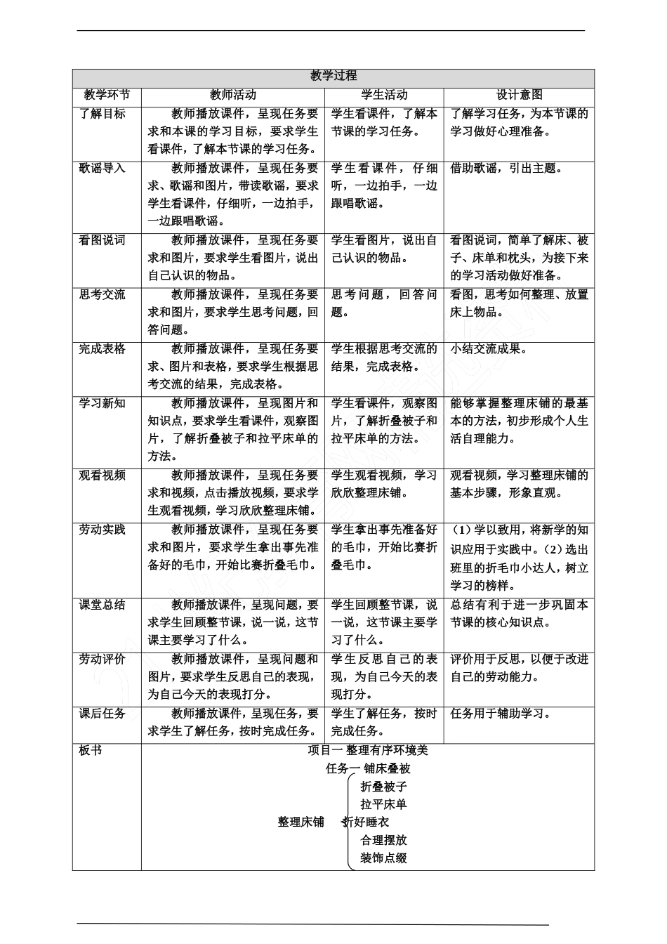 2025年小学实践活动教案：《铺床叠被》教案.doc_第2页