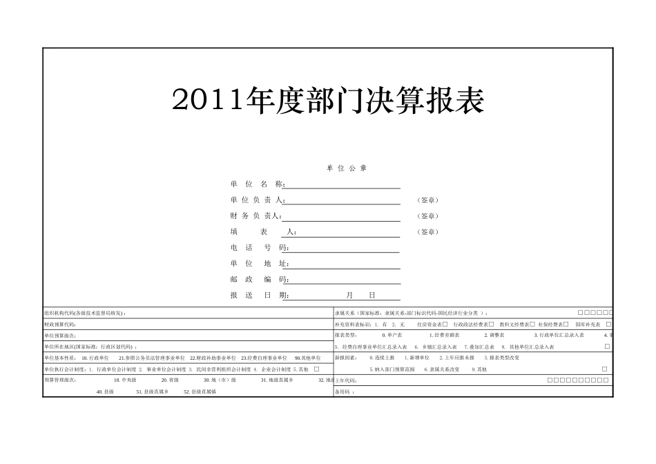 2025年公司管理表格：2011年度部门决算报表样表.xls_第1页