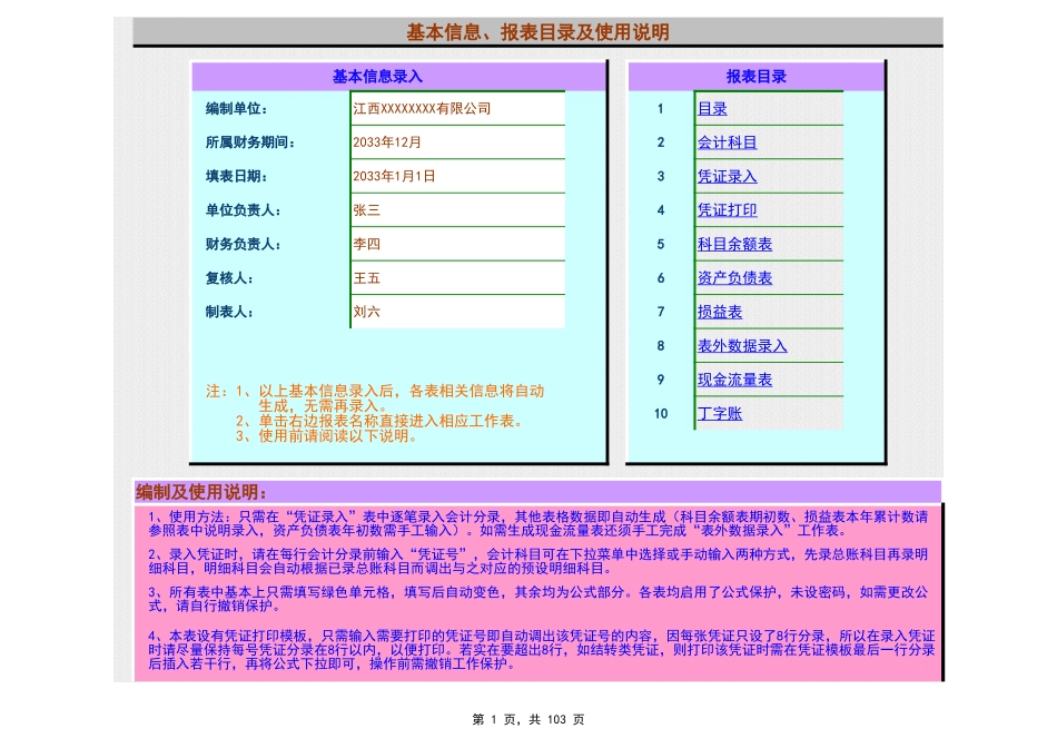 2025年公司管理表格：Excel财务账模板(超实用).xls_第1页