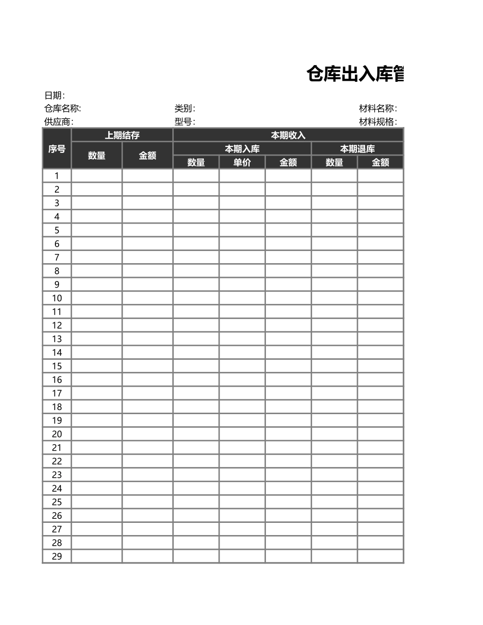 2025年公司管理表格：仓库出入库管理表格.xls_第1页