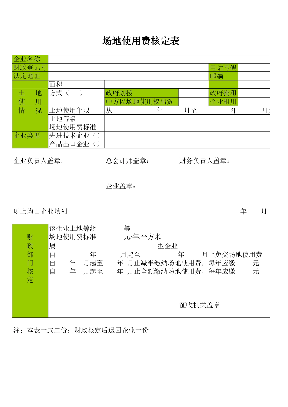 2025年公司管理表格：场地使用费核定表.xls_第1页