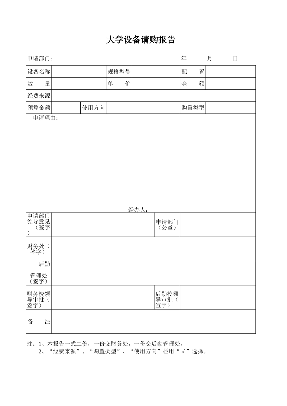 2025年公司管理表格：大学设备请购报告【山大教育】.xls_第1页