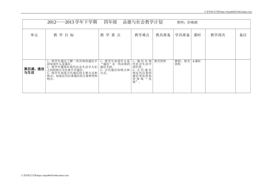 2025年小学实践活动教案：四年级下册品德计划.doc_第2页