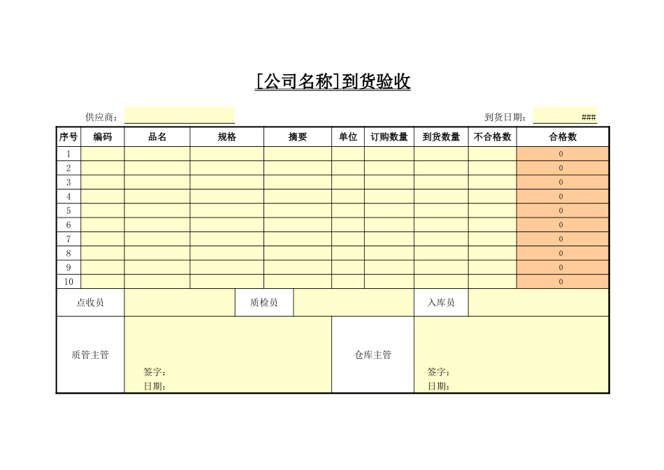 2025年公司管理表格：到货验收.xls_第1页