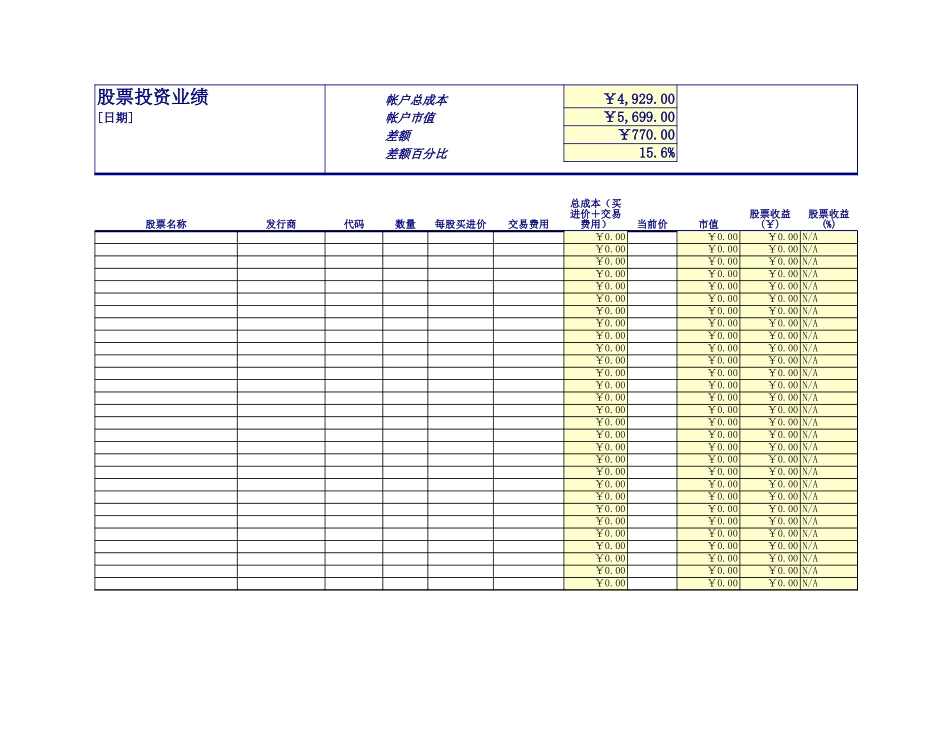 2025年公司管理表格：股票投资业绩.xls_第2页