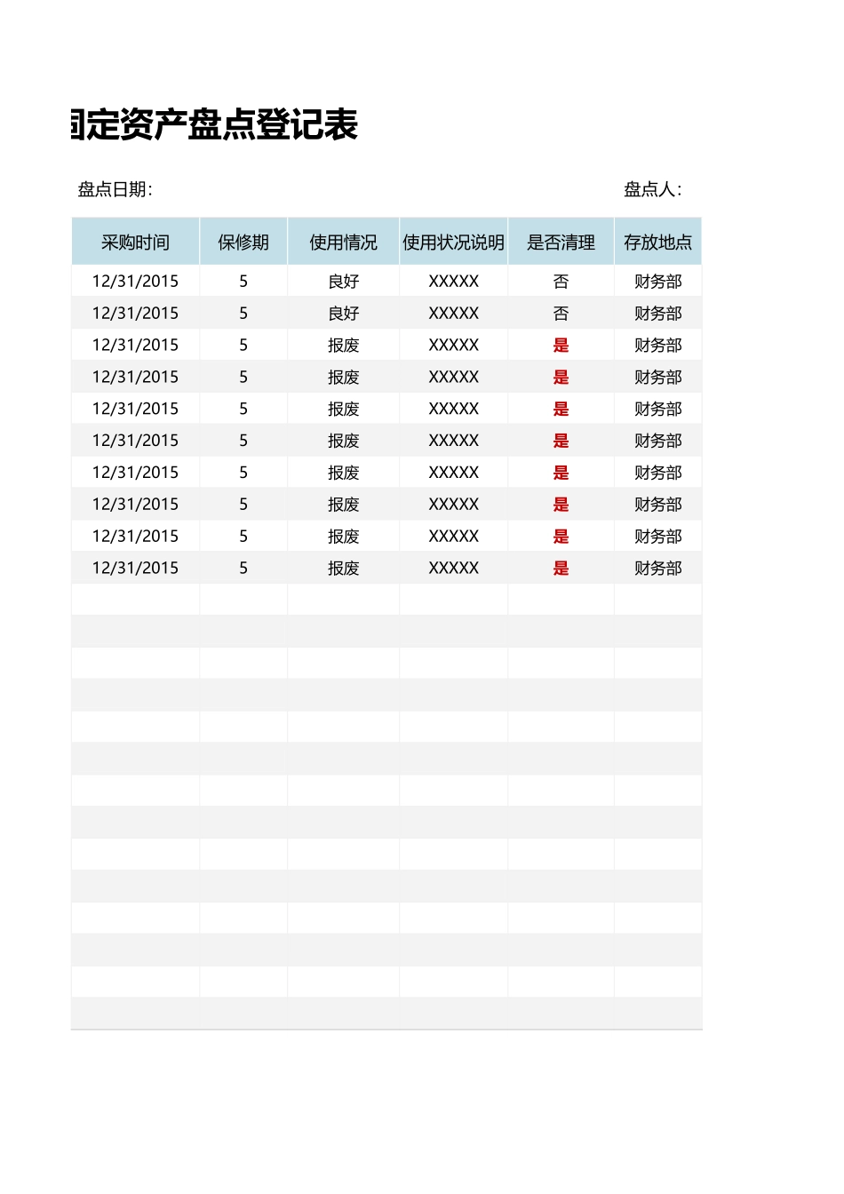 2025年公司管理表格：固定资产盘点登记表.xlsx_第2页