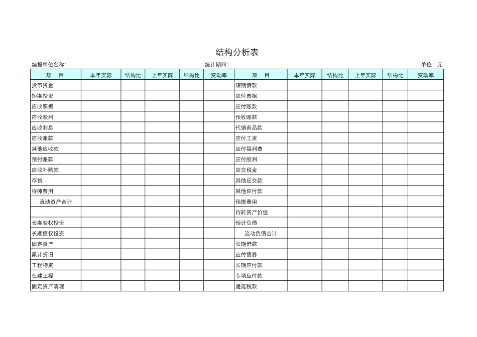 2025年公司管理表格：结构分析表【山大教育】.xls_第1页