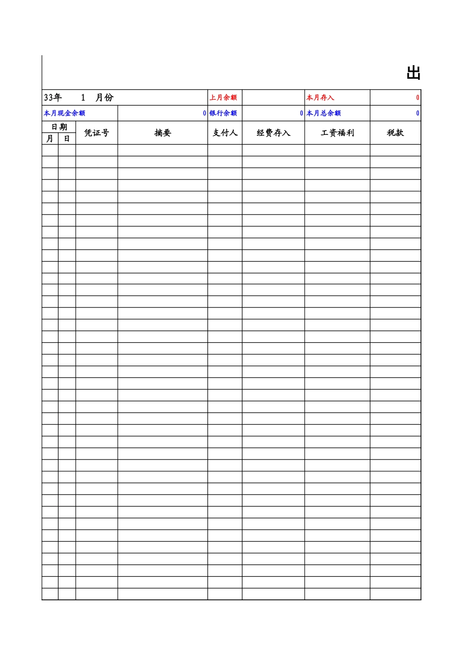 2025年公司管理表格：企业单位现金出纳账.xls_第1页
