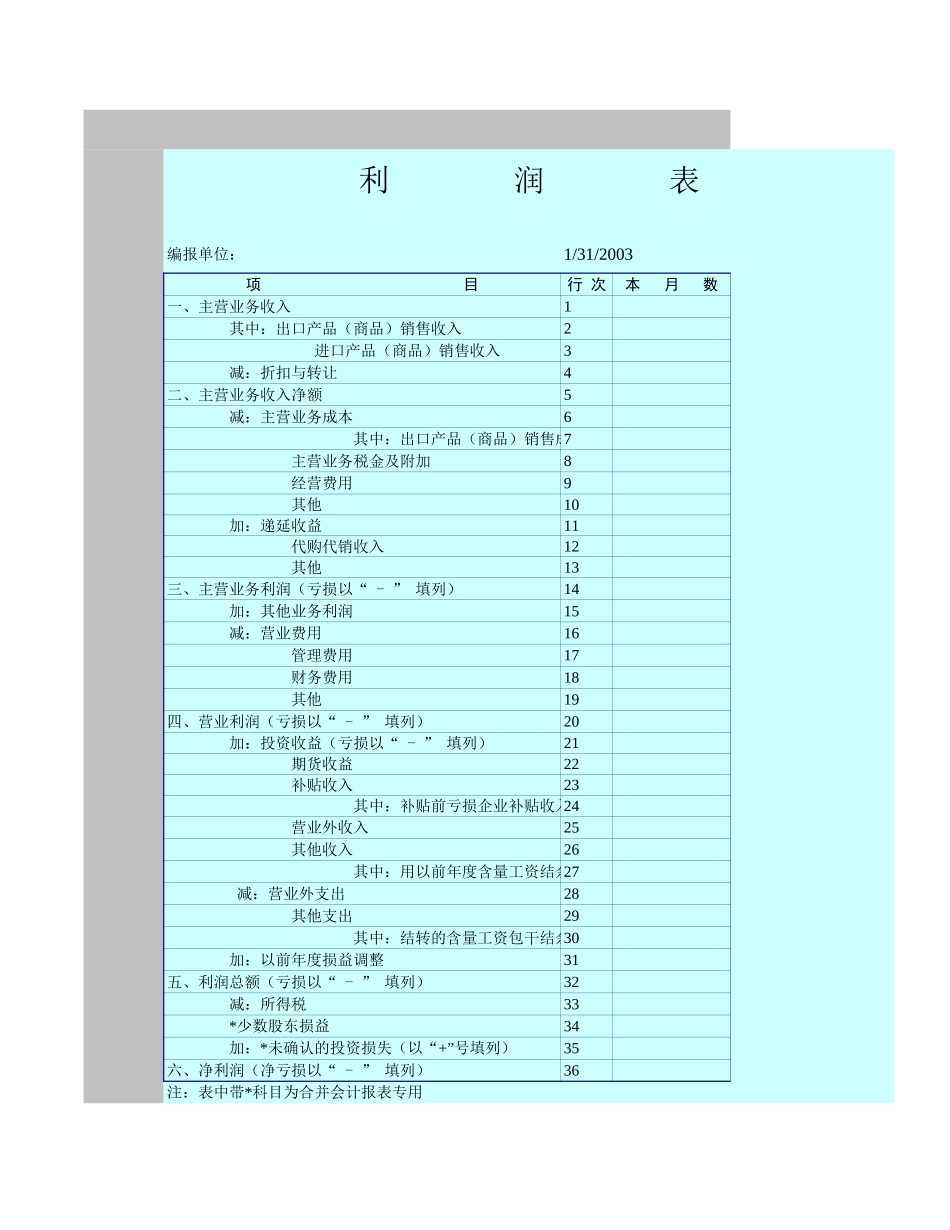 2025年公司管理表格：企业利润表【山大教育】.xls_第1页