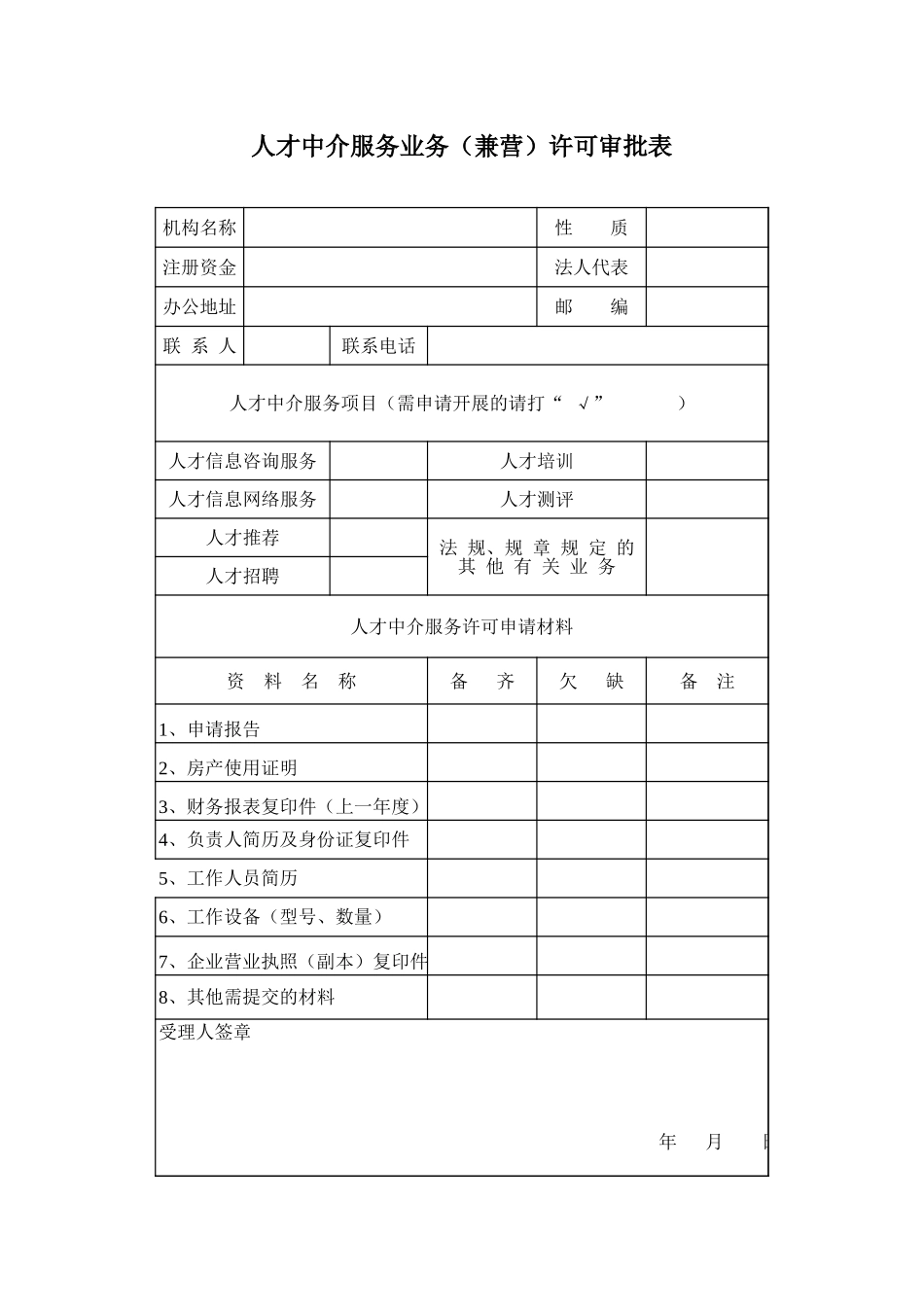 2025年公司管理表格：人才中介许可【山大教育】.xls_第1页