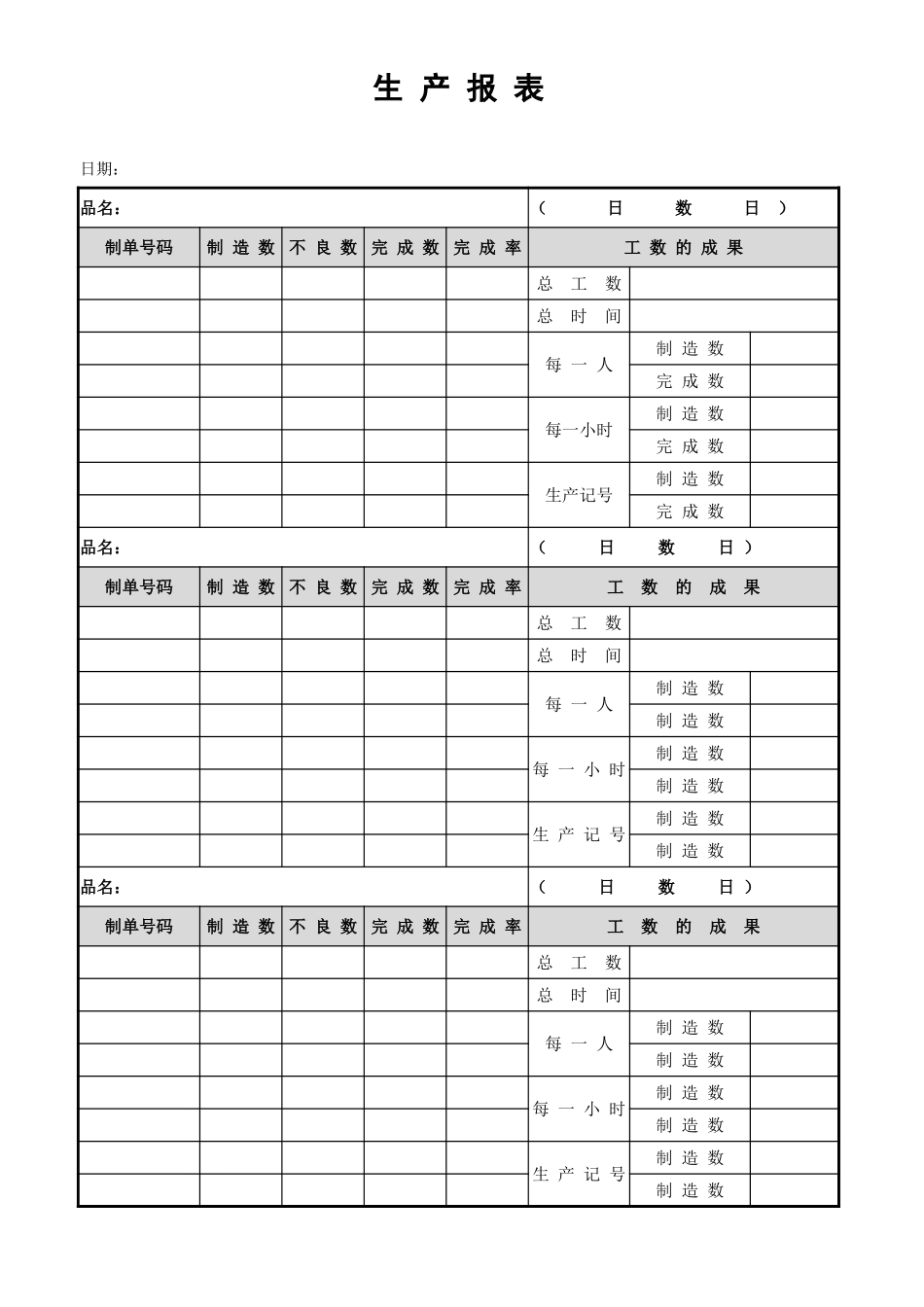 2025年公司管理表格：生 产 报 表.xlsx_第1页