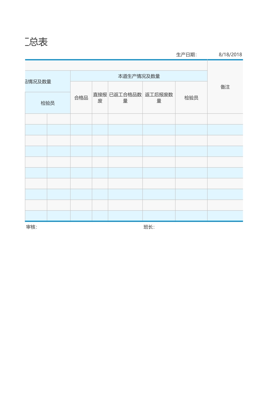 2025年公司管理表格：生产汇总表.xls_第2页